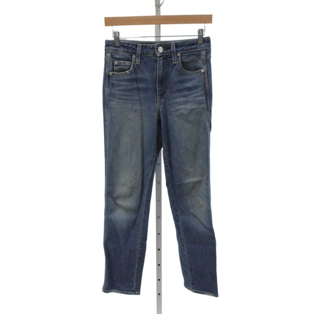 Amo Womens Straight Blue Cotton Mid Rise Jeans Inseam 28 Size 25